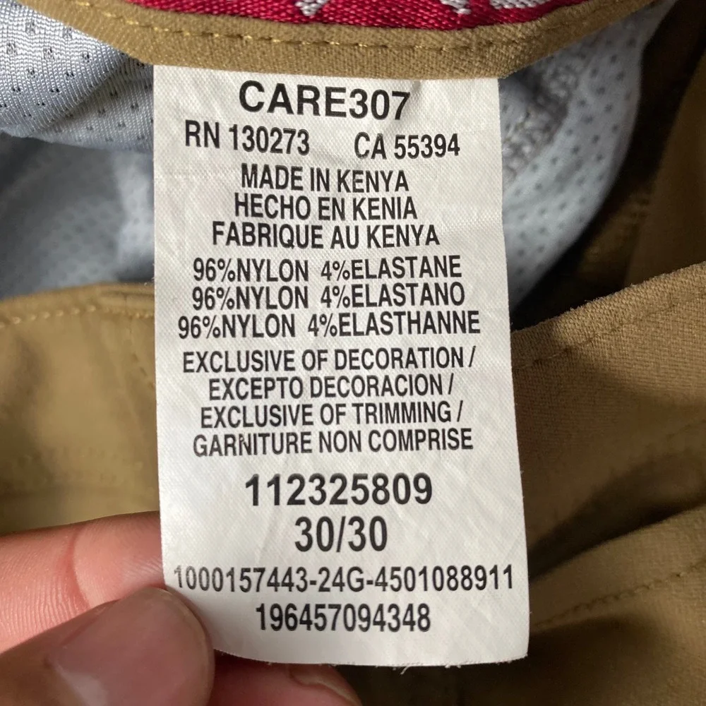 Wrangler Cargo‎ Pants Mens 30/30 Brown ATG All Terrain Gear Outdoor Stretch Slim